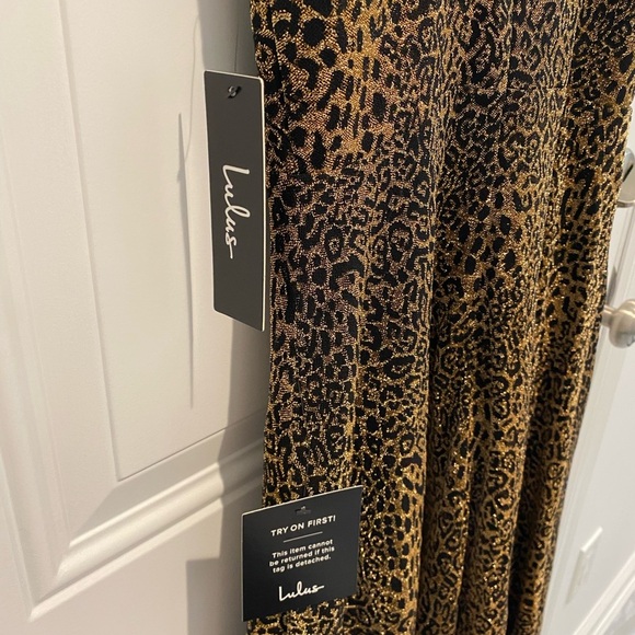 Lulu’s Animal Print Formal Dress V-neck Spaghetti Straps Women’s Size 2 NWT - Picture 5 of 7